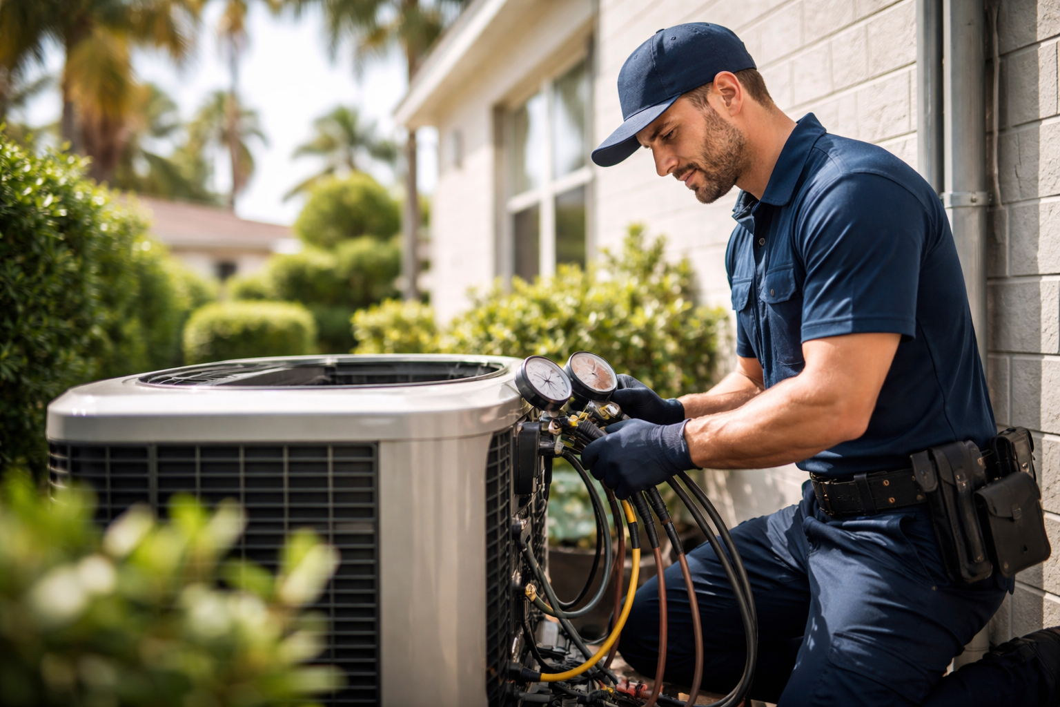 Professional HVAC service environment in a modern home