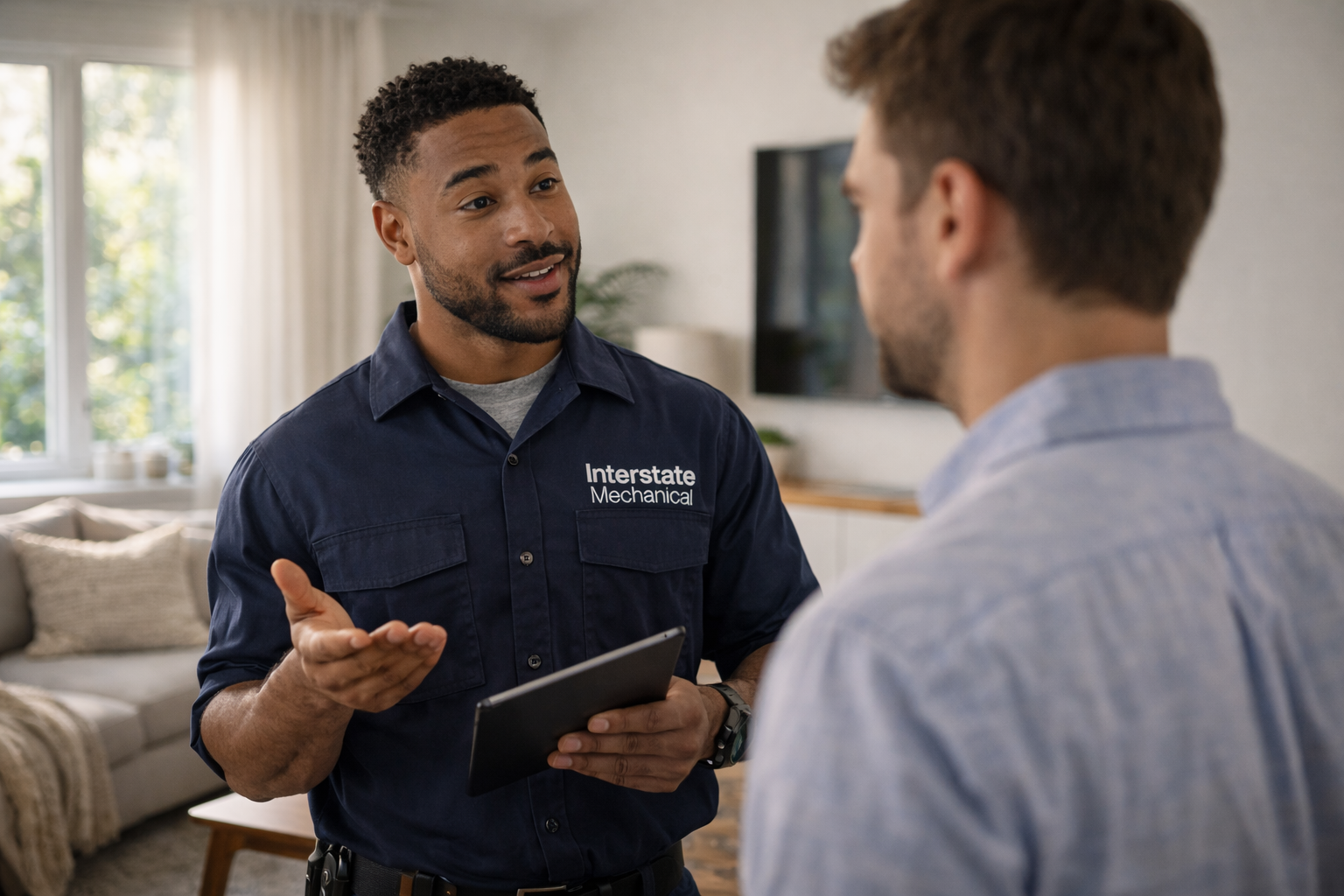 Professional HVAC customer service environment representing Interstate Mechanical