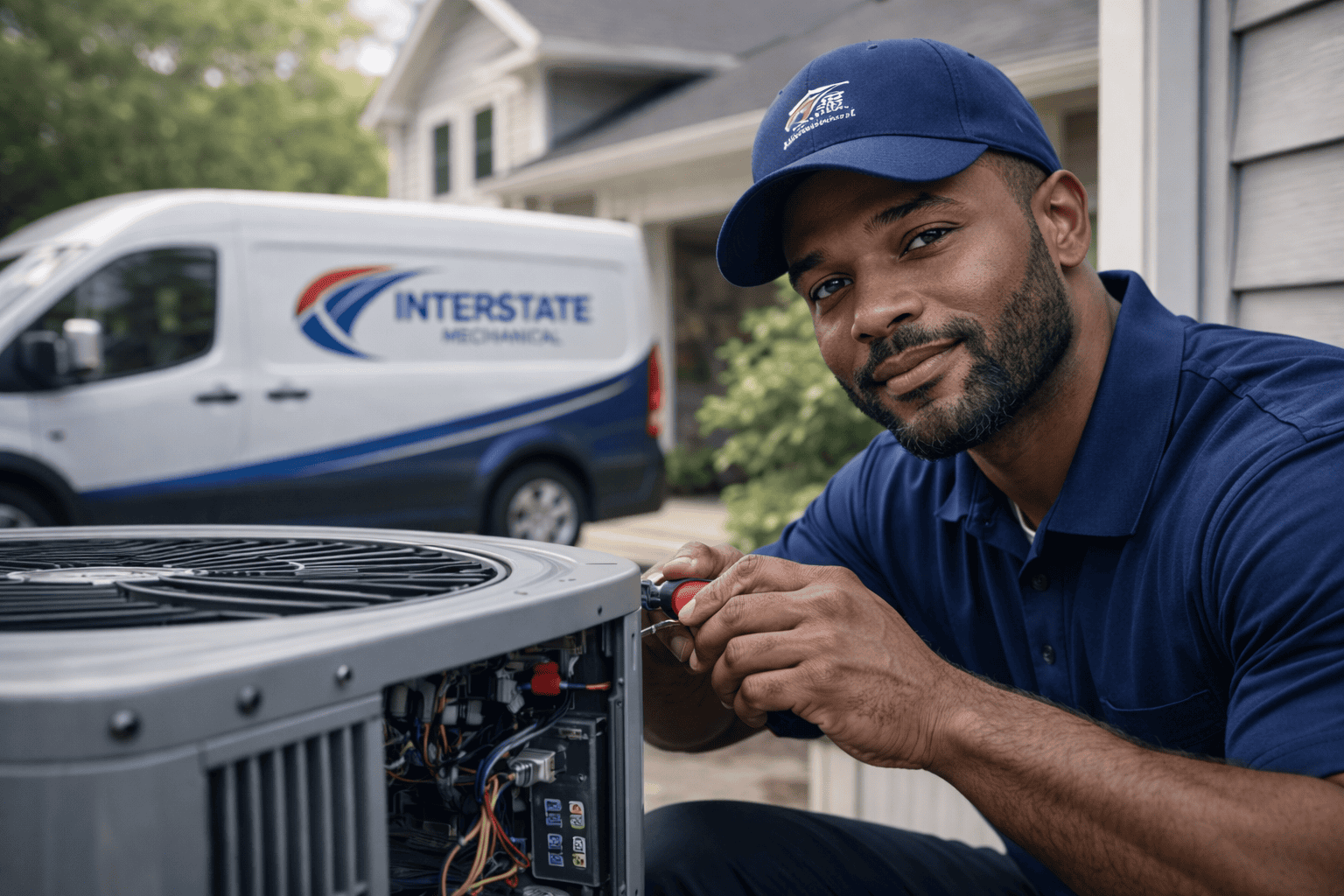 HVAC technician servicing a system